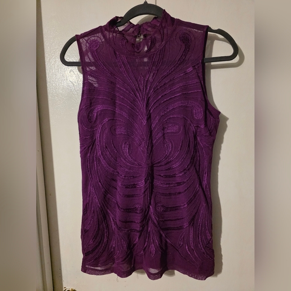 Inc International Concepts Purple High Neck Sleeveless Top Size M - Picture 2 of 4